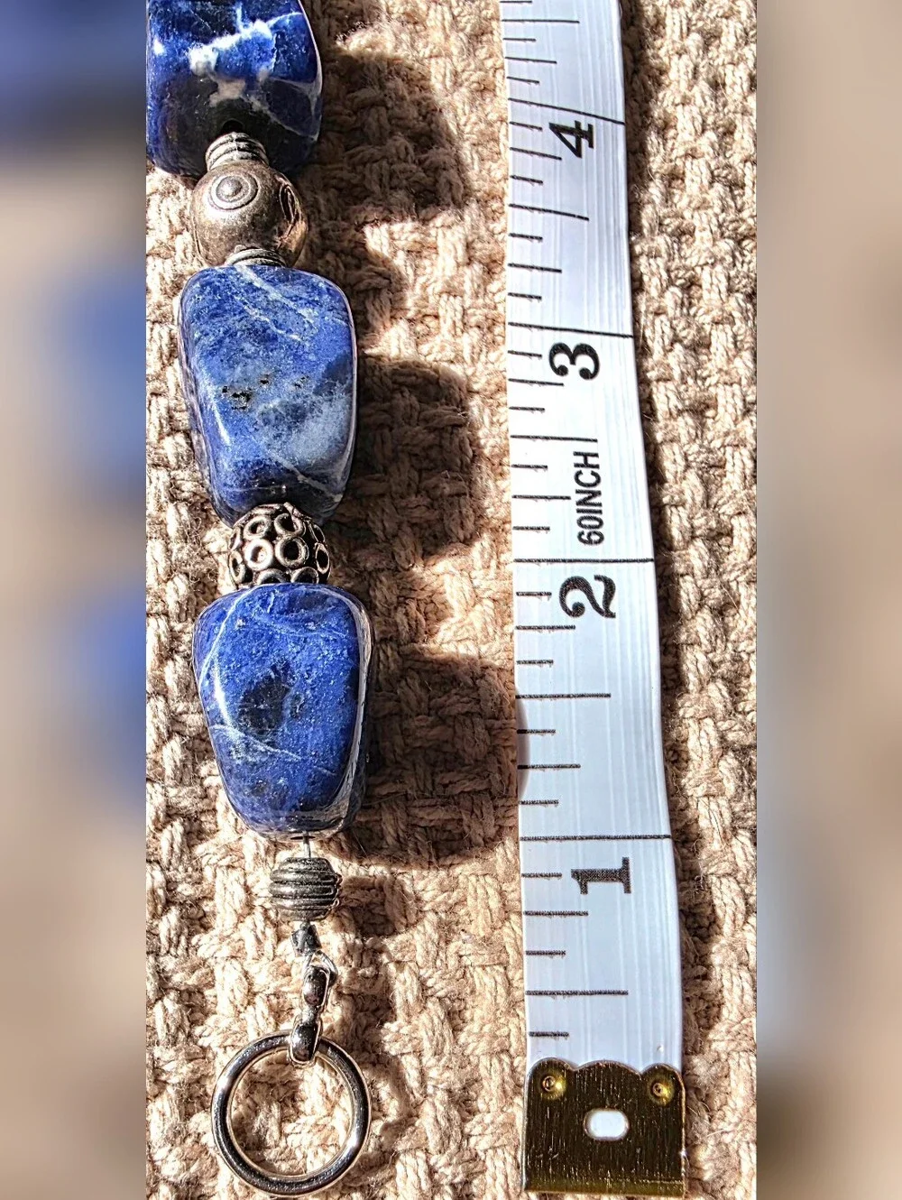 CHUNKY SODALITE TUMBLED STONE BEAD MALA BRACELET - Picture 4 of 7